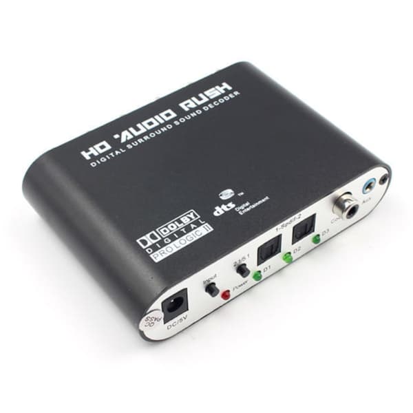 Optisk TOSLINK Audio Lyd Konverter Decoder til DTS/AC3 5.1 + kabel