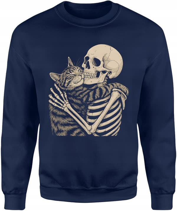 SKELETON CAT DEATH METAL ALTERNATIVE HORROR HERRE SWEATSHIRT L