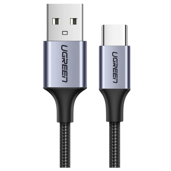 UGREEN US288 USB til USB-C QC3.0-kabel 0,25 m med aluminiumsstik (sort)