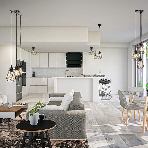 LOFT taklampa, svart E27 burlampa - vardagsrum, kök, sovrum