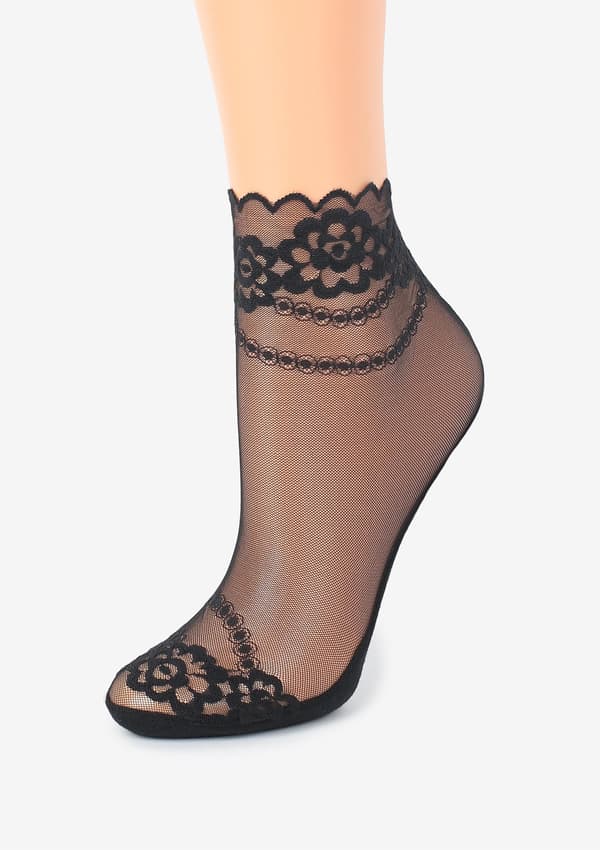 Tunna damsockor med blommigt mönster U23 Marilyn ONE SIZE