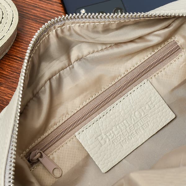 Beige damhandväska i läder, 2-fack, Beltimore S80