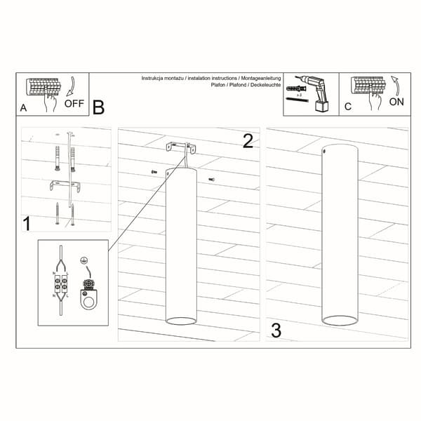 Loftlampe Lagos 1 GU10 Sort Sollux SL.0436