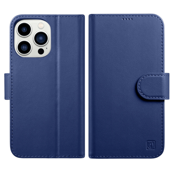 iCarer Plånboksfodral 2-i-1 iPhone 14 Plus Läderfodral Anti-RFID Blå (WMI14220727-BU)