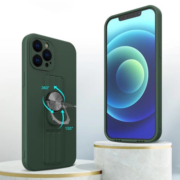 Ring Case silikonskal med fingerring och stativ för iPhone 11 Pro Max gul