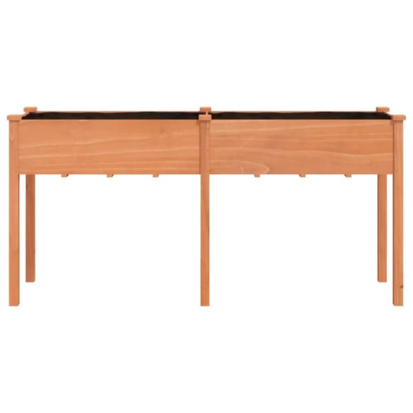 vidaXL brun plantestander med foring 161x45x76 cm grantræ