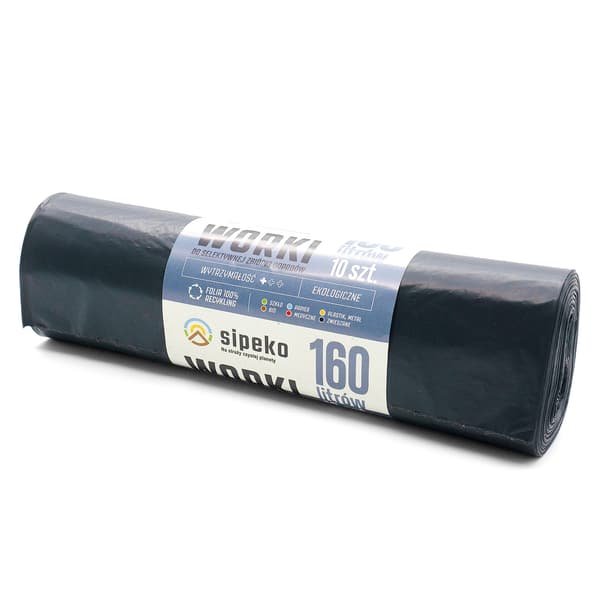 Affaldsposer 160l sorte LDPE a'10 stk
