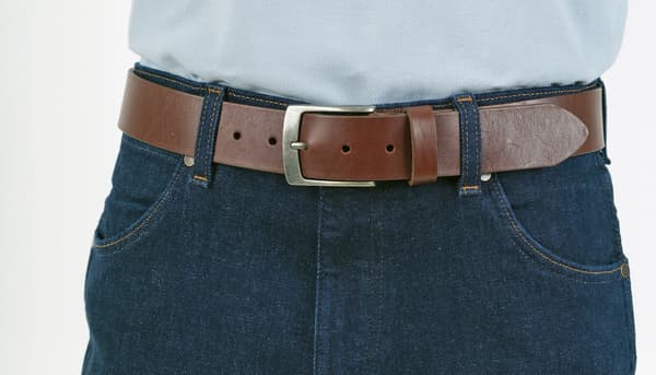Vild Jeans bred läder herrbälte 110 cm cognac gåva
