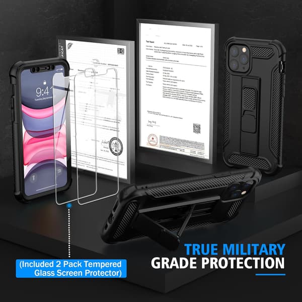 FODRAL TILL APPLE IPHONE 11 PRO SVART + 2X HÄRDAT GLAS A2160