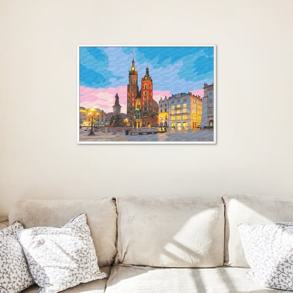 MALERI EFTER TAL MED RAMME Billeder til maleri - Krakow Markedsplads 50x40 cm