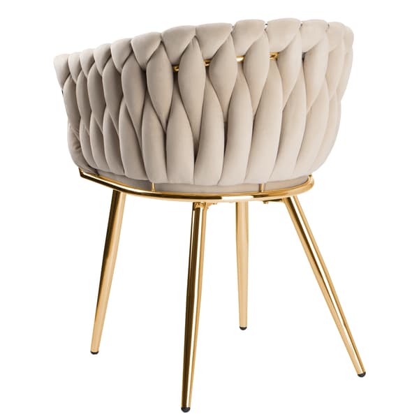 Flettet fløjlsstol COFTON guld VELVET beige
