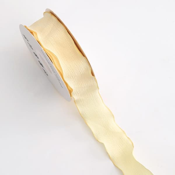 Blomsterbånd - gul og beige - rulle 2,5 cm x 9 m