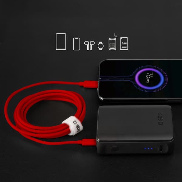SBS TECABLETISSUETCCR USB-C - USB-C 1.5m 60W Punottu Kaapeli - Punainen