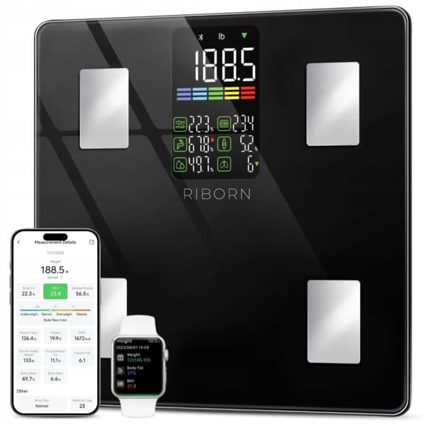 Analyyttinen kylpyhuonevaaka älykäs 13 parametria Puolan LCD Smart