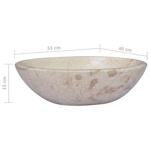 vidaXL Handfat, Creme, 53x40x15 cm, Marmor