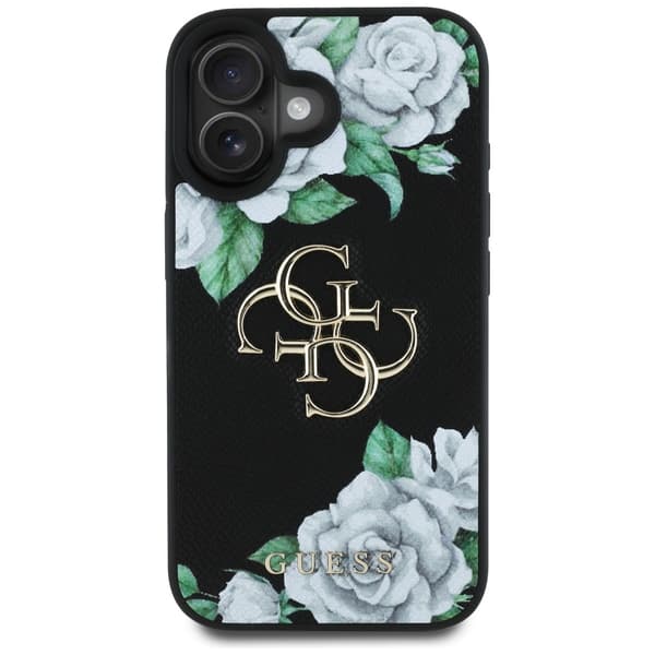 Guess Grained Roses Big 4G-logotypskal till iPhone 16 svart