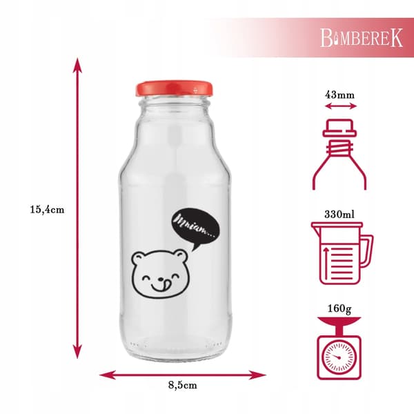 50x KUBUŚ-flaska 330 ml med tryckflaskor för juice, sirap, vatten, mjölk