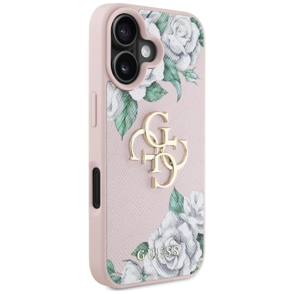 Guess Grained Roses Big 4G logo cover til iPhone 16 pink
