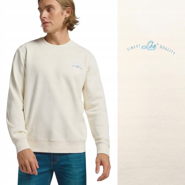 Lee PLAIN RELAXED lös herrsweatshirt i ecru bomull storlek M
