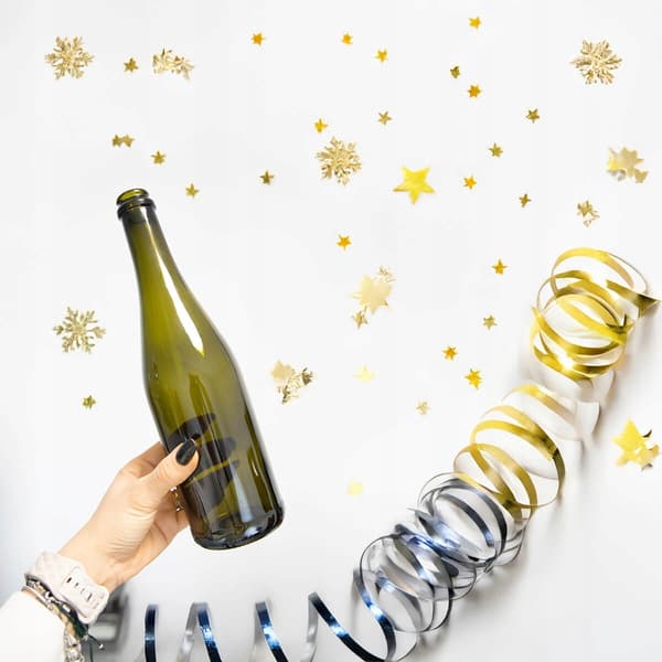 10x Glasflaske til Champagne, Cider, Vin 750ml Plastikprop Farver