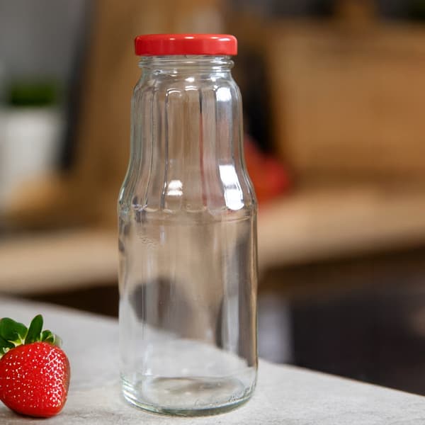 5x FRUIT-flaske til juice 300 ml + LÅG til syltetøj, sirupper og vand