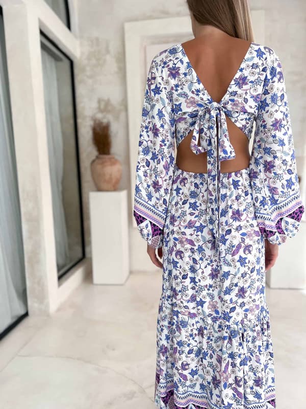 Lang Boho Swing Lilla Kjole