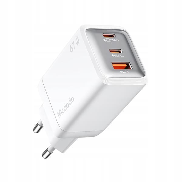 MCDODO SNABB VÄGGLADDARE NÄTFÖRSÖRJNING CUBE 3X USB-C PD USB 67W VIT