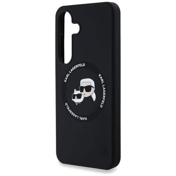 Karl Lagerfeld Silikone Dobbelthoveder Og Circle MagSafe - Samsung Galaxy S25 Etui (Sort)