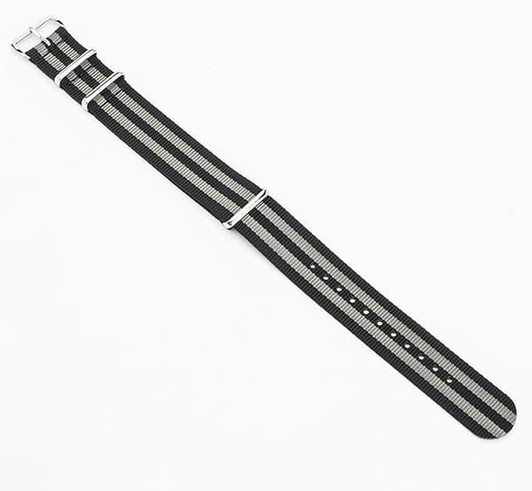 SORT-GRÅ NATO NYLON UNIVERSAL URREM SØLV SPÆNDE 20MM