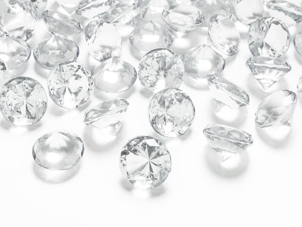 Diamantkonfetti 20 mm färglös, 10 st.