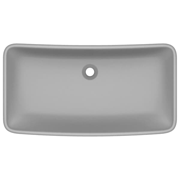 vidaXL rektangulær håndvask mat lysegrå 71x38 cm keramik