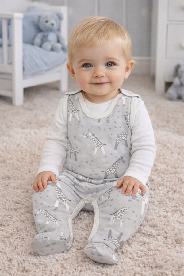 56 PYJAMAS til NYFØDT 100% bomuld GIRAFF