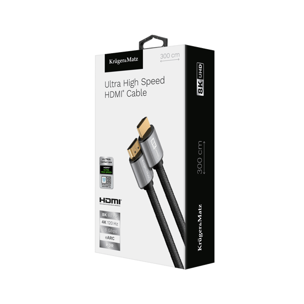 Kruger&Matz 8K HDMI-kabel, 300 cm
