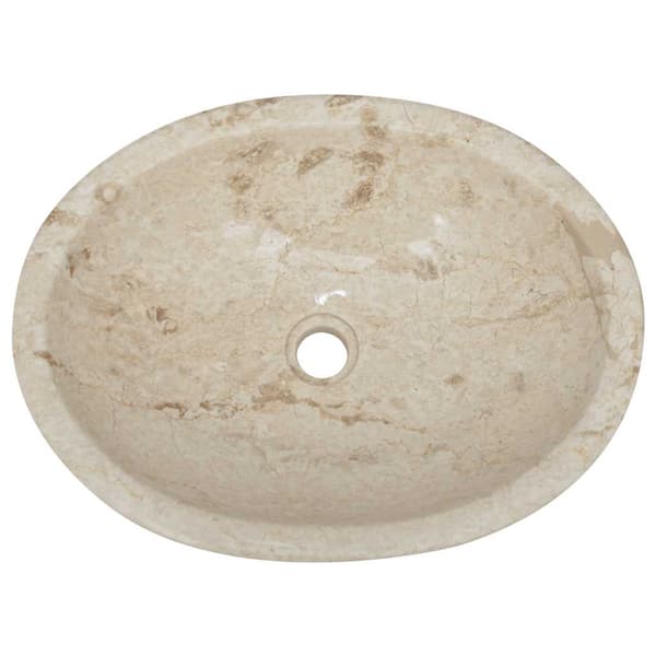 vidaXL Handfat, Creme, 53x40x15 cm, Marmor
