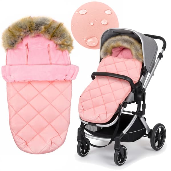 Quiltad pälssovsäck för barnvagn, bilbarnstol, barnvagn, vinter, pulka