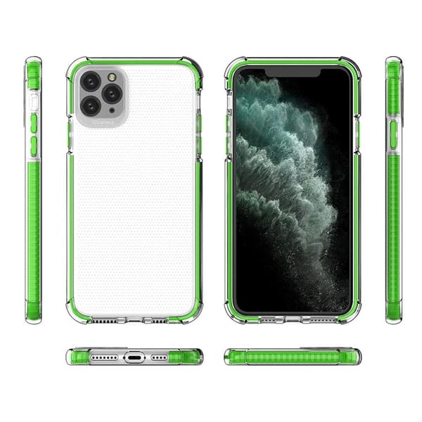 Spring Armor Gel Fleksibelt Armor Etui med Farvet Ramme til iPhone 11 Pro Max Blå