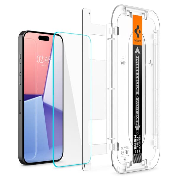 Härdat glas Spigen Glas.TR EZ Fit 2-pack iPhone 15 Pro Max Klar