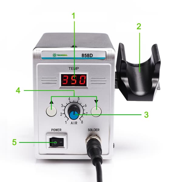 Techrebal 858D Lödstation + H50 Häftapparat + Stummunstycke + 3 Löddon