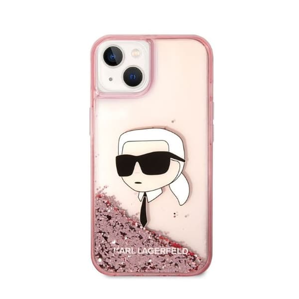 Karl Lagerfeld Liquid Glitter NFT Karl's Head - iPhone 14 Plus-skal (rosa)