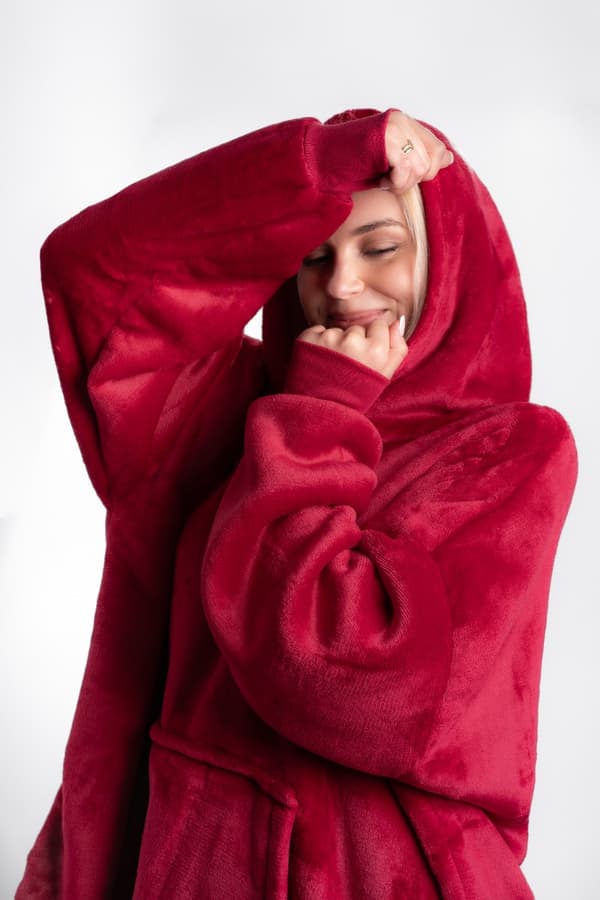 Kocobluse tæppe sweatshirt blød stor oversize tyk varm hætte gave 2i1