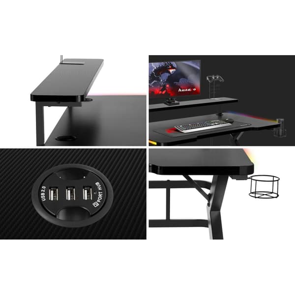 Huzaro Hero 5.0 RGB-pelipöytä LED-taustavalolla
