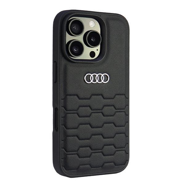 Audi kunstlæder iPhone 16 Pro 6.3 sort/sort hårdt cover AU-TPUPCIP16P-GT/D2-BK