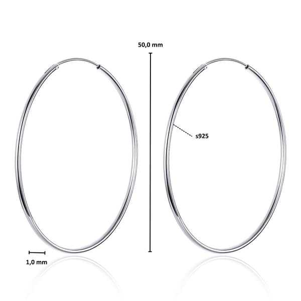 Stora klassiska ringörhängen 5 cm silverörhängen med spänne