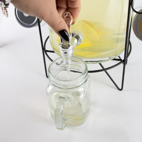 6L GLASBURK MED KRAN + STÄLL 4 JUICEKOPPAR