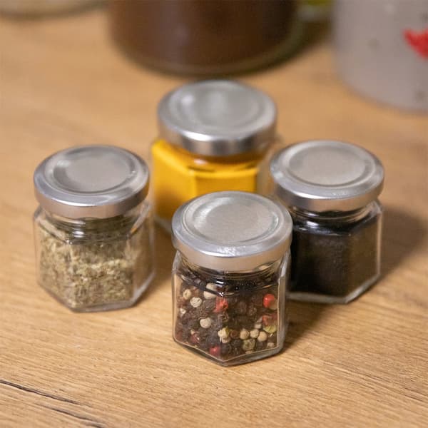 12x 30ml HEXAGONAL krukke til honningkrydderier