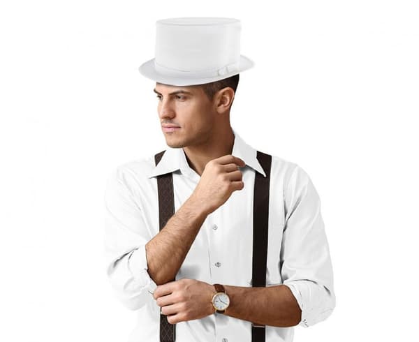 Hvid Glat Magiker Top Hat