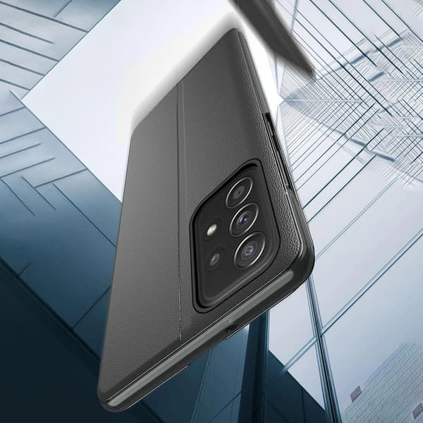 Eco Leather View Case elegant flipfodral med stativfunktion för Samsung Galaxy A73 blå