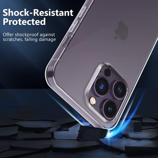 ETUI TIL APPLE IPHONE 14 PRO MAX TRANSPARENT 3X HÆRDET GLAS HOLDBART