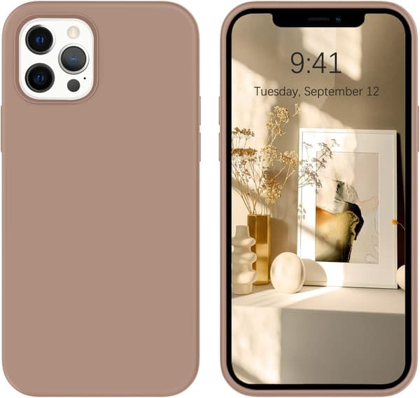 ETUI + 2x HÆRDET GLAS TIL APPLE IPHONE 12 PRO MAX BRUN SILIKONE