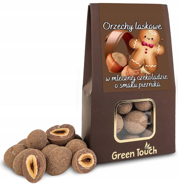 hasselnødder i mælkechokolade med pebernøddesmag 100g jule